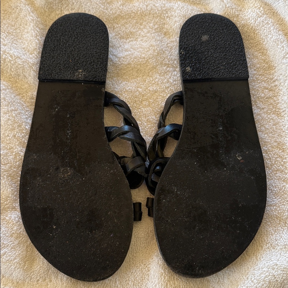 Ancient Greek Sandals Black Braided Women's Sandals - Picture 4 of 6